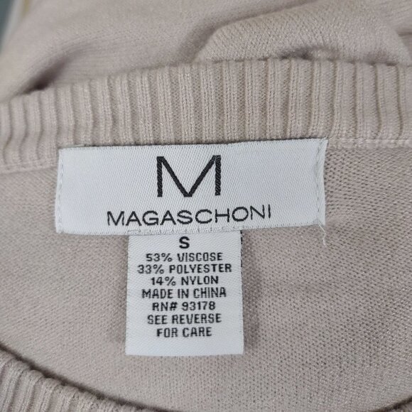 Magaschoni beige tan crew neck lightweight pullover sweater ladies Small - Picture 6 of 6
